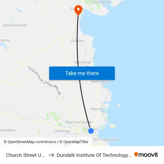Church Street Upper to Dundalk Institute Of Technology - Dkit map
