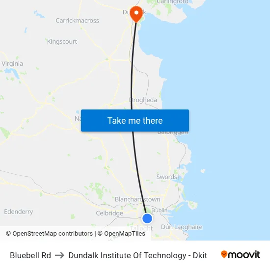 Bluebell Rd to Dundalk Institute Of Technology - Dkit map