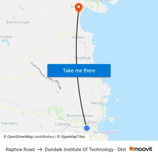 Raphoe Road to Dundalk Institute Of Technology - Dkit map