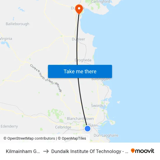 Kilmainham Gaol to Dundalk Institute Of Technology - Dkit map
