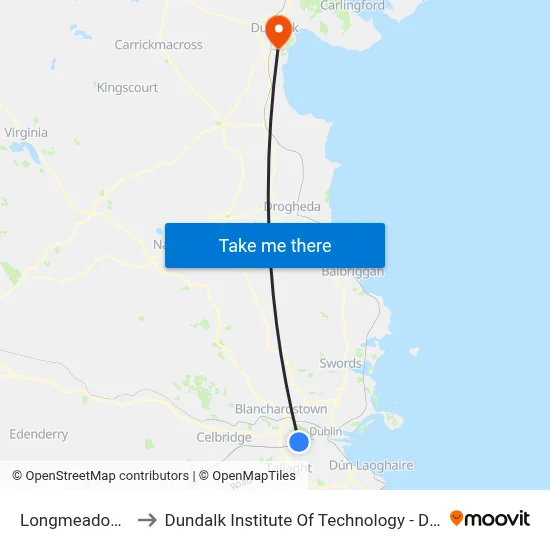 Longmeadows to Dundalk Institute Of Technology - Dkit map