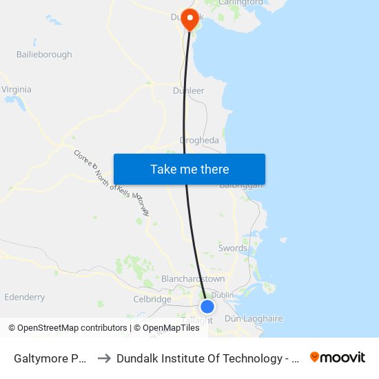 Galtymore Park to Dundalk Institute Of Technology - Dkit map