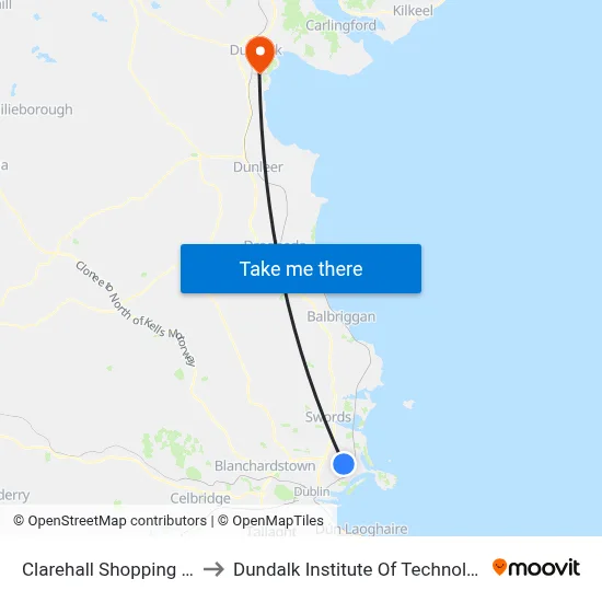 Clarehall Shopping Centre to Dundalk Institute Of Technology - Dkit map