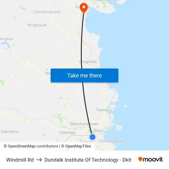 Windmill Rd to Dundalk Institute Of Technology - Dkit map