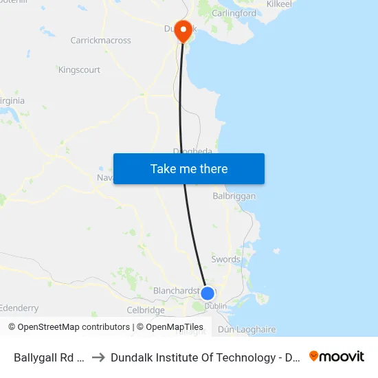 Ballygall Rd W to Dundalk Institute Of Technology - Dkit map
