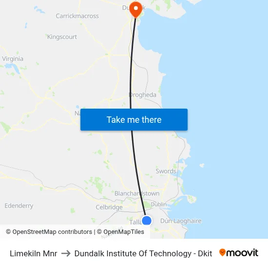 Limekiln Mnr to Dundalk Institute Of Technology - Dkit map