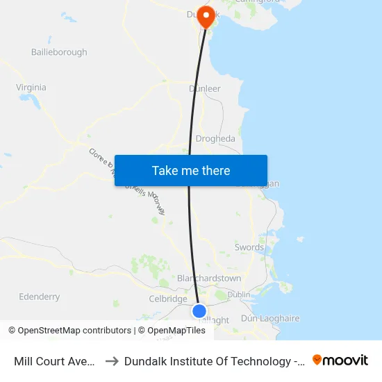 Mill Court Avenue to Dundalk Institute Of Technology - Dkit map