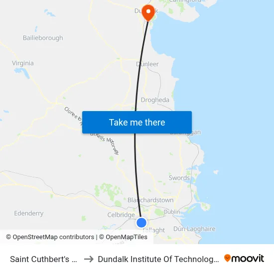 Saint Cuthbert's Road to Dundalk Institute Of Technology - Dkit map