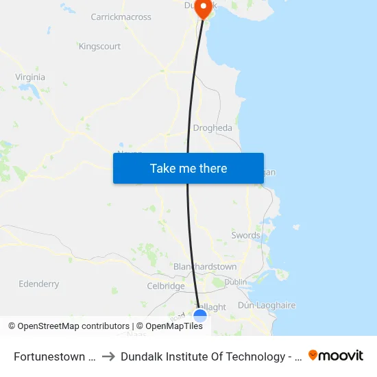 Fortunestown Rd to Dundalk Institute Of Technology - Dkit map