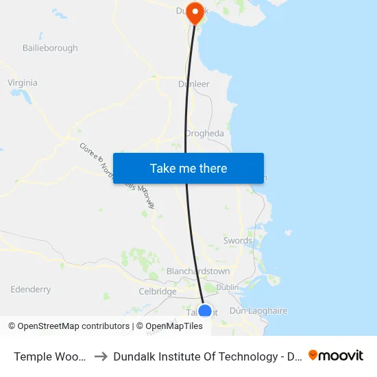 Temple Woods to Dundalk Institute Of Technology - Dkit map