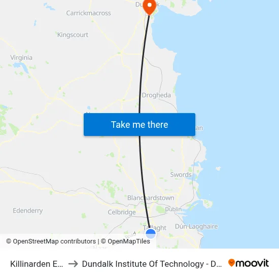 Killinarden Est to Dundalk Institute Of Technology - Dkit map