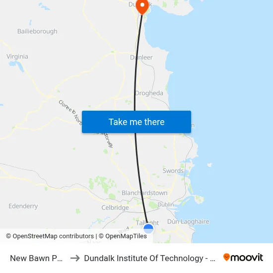 New Bawn Park to Dundalk Institute Of Technology - Dkit map