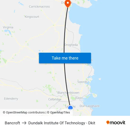 Bancroft to Dundalk Institute Of Technology - Dkit map