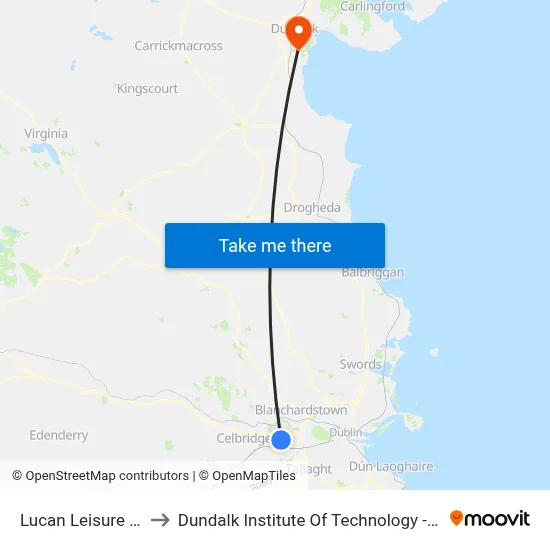 Lucan Leisure Ctr to Dundalk Institute Of Technology - Dkit map