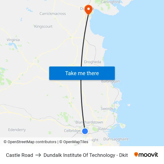 Castle Road to Dundalk Institute Of Technology - Dkit map