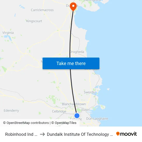 Robinhood Ind Est to Dundalk Institute Of Technology - Dkit map