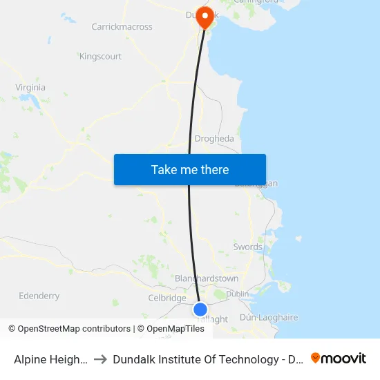 Alpine Heights to Dundalk Institute Of Technology - Dkit map