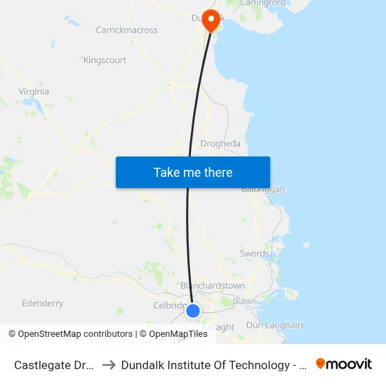 Castlegate Drive to Dundalk Institute Of Technology - Dkit map
