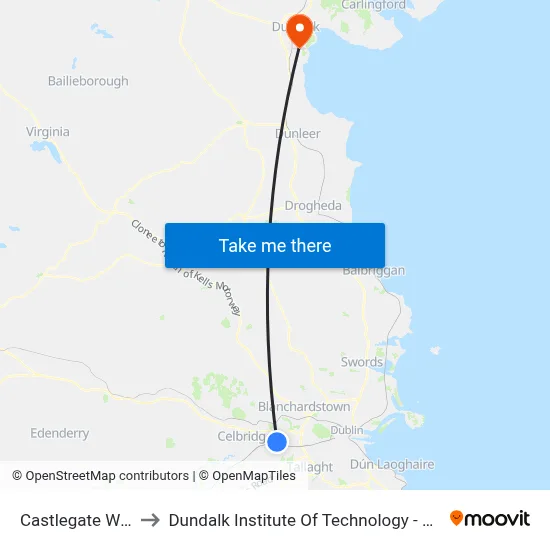 Castlegate Way to Dundalk Institute Of Technology - Dkit map