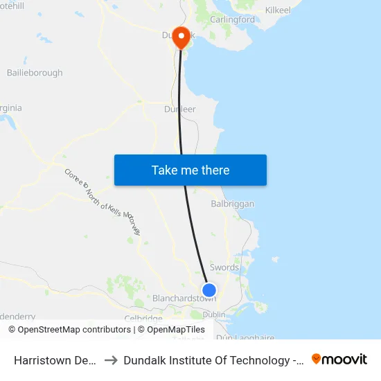 Harristown Depot to Dundalk Institute Of Technology - Dkit map