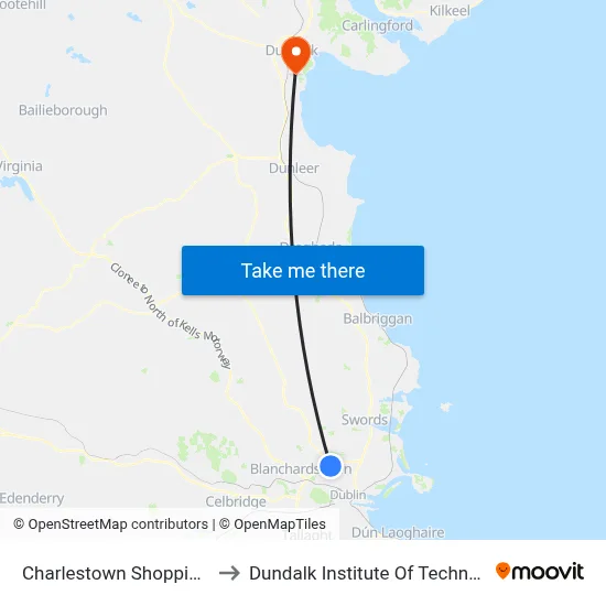 Charlestown Shopping Centre to Dundalk Institute Of Technology - Dkit map