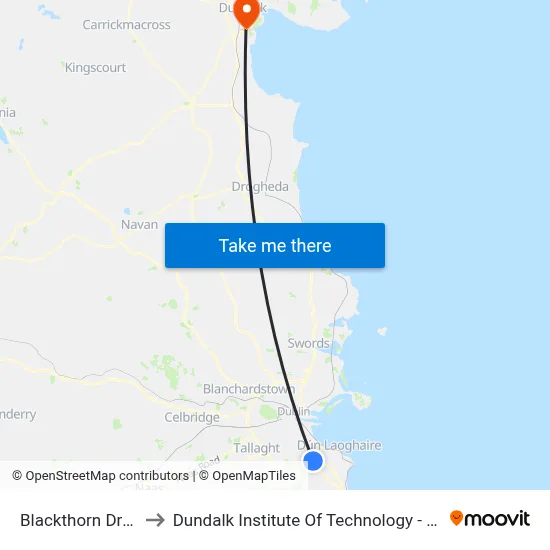 Blackthorn Drive to Dundalk Institute Of Technology - Dkit map