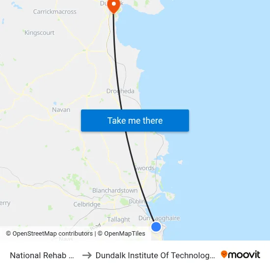National Rehab Hosp to Dundalk Institute Of Technology - Dkit map