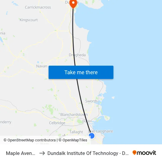 Maple Avenue to Dundalk Institute Of Technology - Dkit map