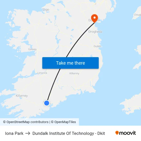 Iona Park to Dundalk Institute Of Technology - Dkit map