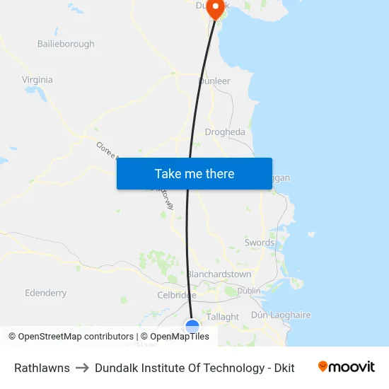 Rathlawns to Dundalk Institute Of Technology - Dkit map