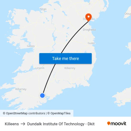 Killeens to Dundalk Institute Of Technology - Dkit map