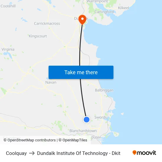 Coolquay to Dundalk Institute Of Technology - Dkit map