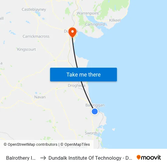 Balrothery Inn to Dundalk Institute Of Technology - Dkit map