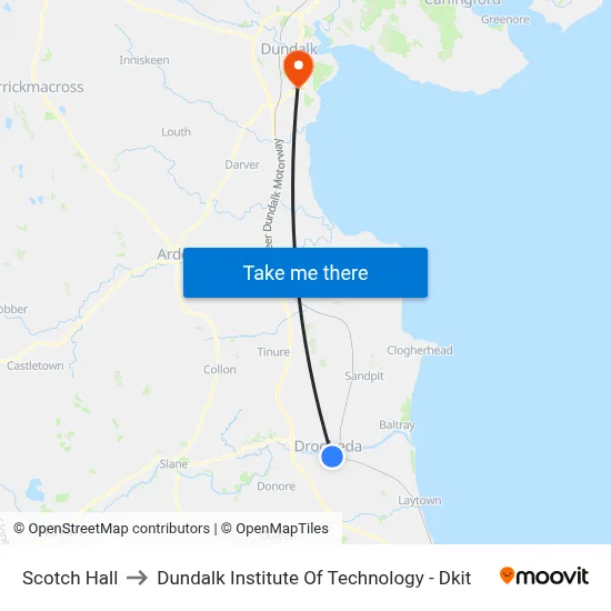 Scotch Hall to Dundalk Institute Of Technology - Dkit map