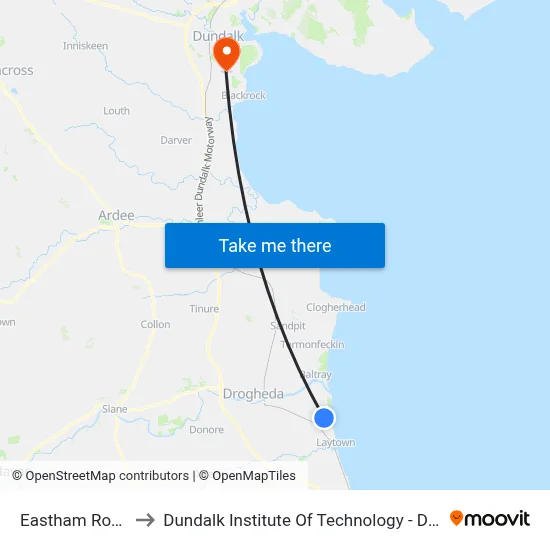 Eastham Road to Dundalk Institute Of Technology - Dkit map