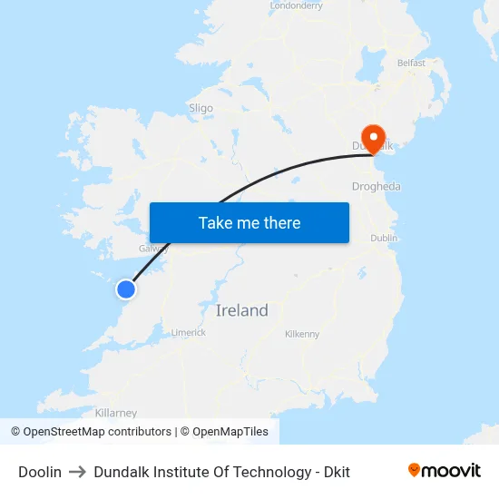 Doolin to Dundalk Institute Of Technology - Dkit map