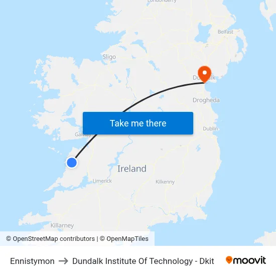 Ennistymon to Dundalk Institute Of Technology - Dkit map