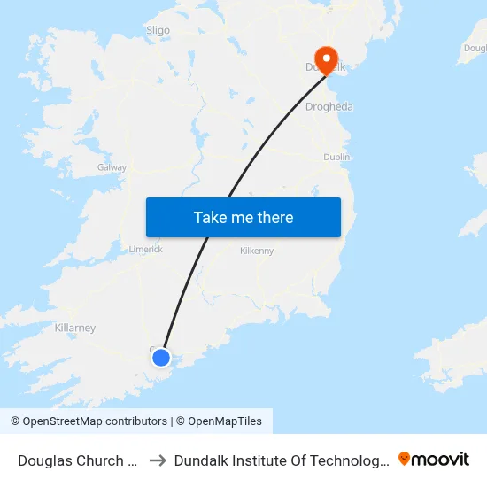 Douglas CH Rd to Dundalk Institute Of Technology - Dkit map