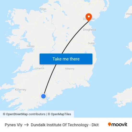 Pynes Vly to Dundalk Institute Of Technology - Dkit map