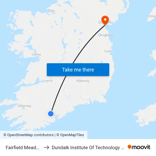 Fairfield Meadows to Dundalk Institute Of Technology - Dkit map