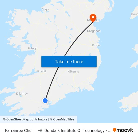 Farranree Church to Dundalk Institute Of Technology - Dkit map