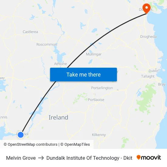 Melvin Grove to Dundalk Institute Of Technology - Dkit map