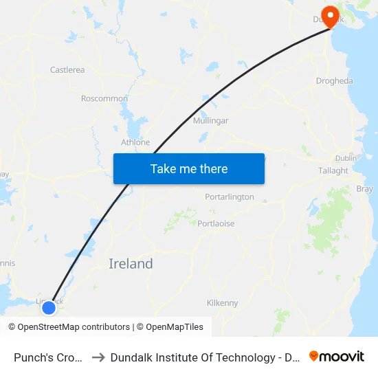 Punch's Cross to Dundalk Institute Of Technology - Dkit map