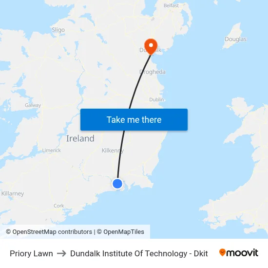 Priory Lawn to Dundalk Institute Of Technology - Dkit map