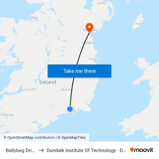 Ballybeg Drive to Dundalk Institute Of Technology - Dkit map
