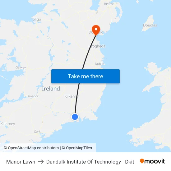 Manor Lawn to Dundalk Institute Of Technology - Dkit map