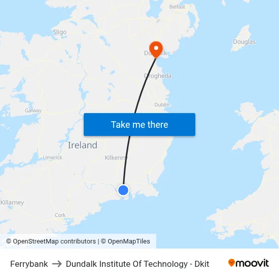 Ferrybank to Dundalk Institute Of Technology - Dkit map