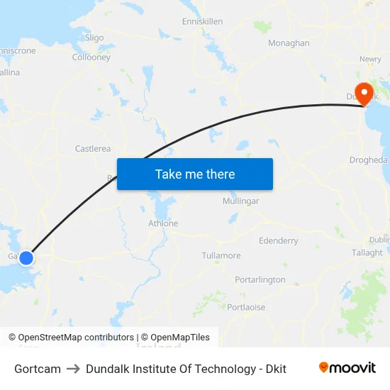 Gortcam to Dundalk Institute Of Technology - Dkit map