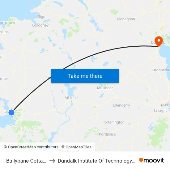 Ballybane Cot to Dundalk Institute Of Technology - Dkit map