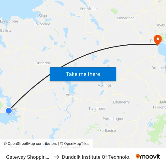 Gateway Shopping Park to Dundalk Institute Of Technology - Dkit map